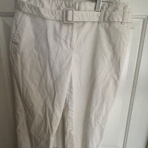 Ann Taylor LOFT White ANN Belted Capri Lined Pants Size 4